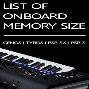 Yamaha Keyboard memory Size List